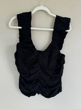 GAP Black Ruched Tank Top - Women's Sleeveless Top size LARGE bnwt